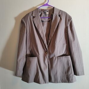 Divided H&M Pinstripe Gray White Womens Medium Work Blazer 2 Front Pockets